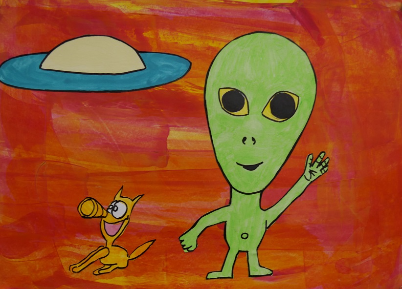 Alien mit Hund / Bild